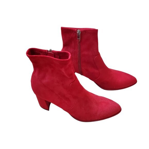 Marc Fisher Red Suede Booties - Picture 1 of 7